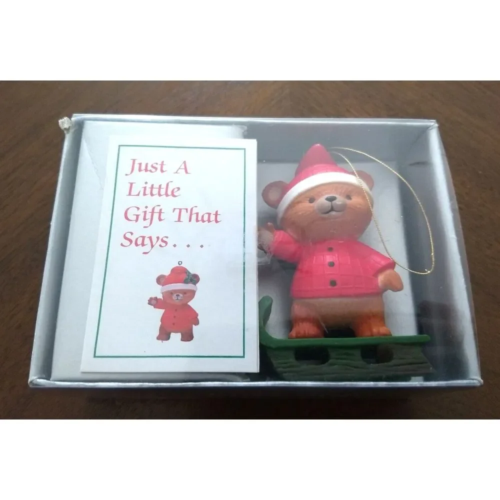Bradford Novelty TEDDY BEAR Christmas‎ Ornaments 1984 Set of 3 in Box Hong Kong